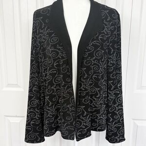 Sybelle Black & White Print Long Sleeve Open Front Cardigan Jacket Large